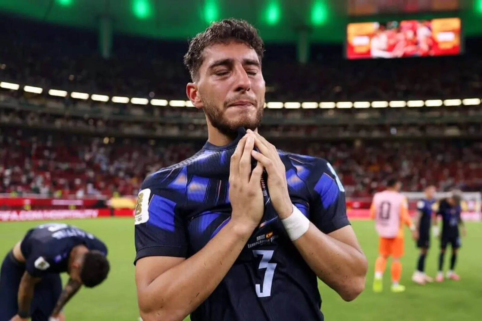 Caceres shows his dejection as Uruguay are eliminated
